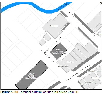 Figure 4.10: Potential parking lot sites in Parking Zone 4